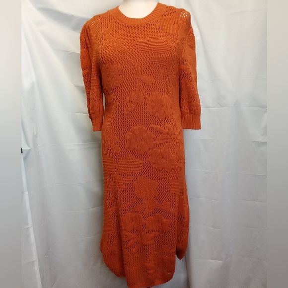 Anthropologie Mauve Sweater Dress Orange Floral - Picture 1 of 11